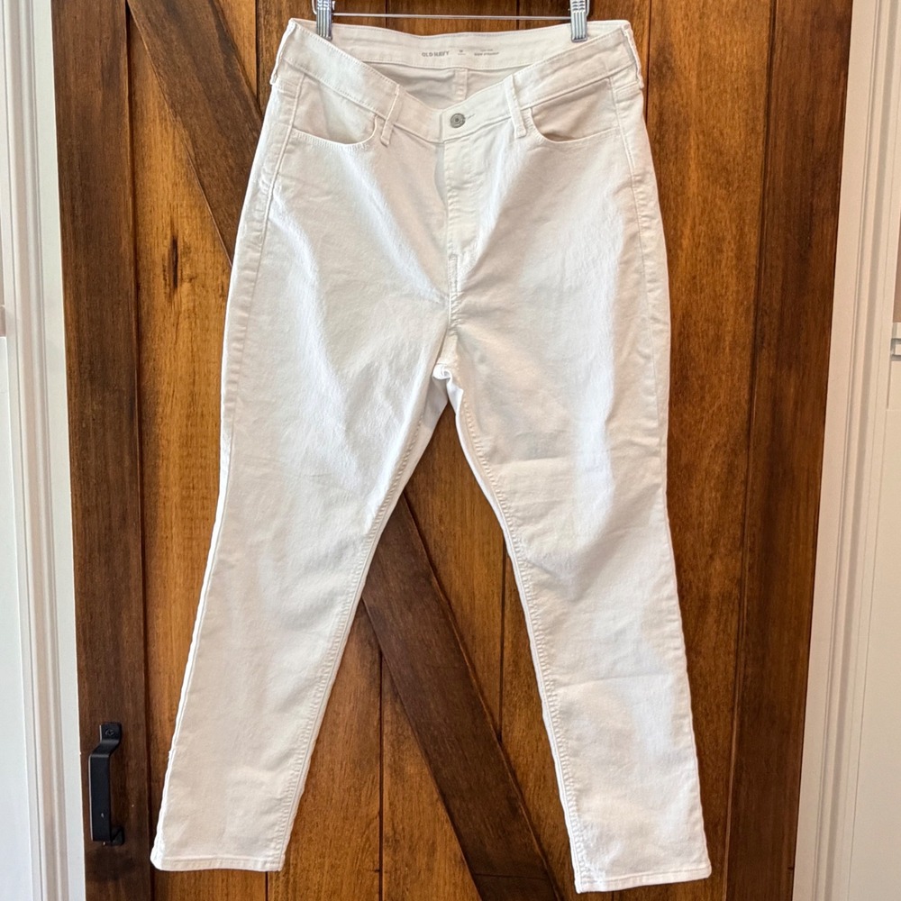 Old‎ Navy High-Rise Wow Straight White Jeans Womens 14 Short Minimalist Coastal